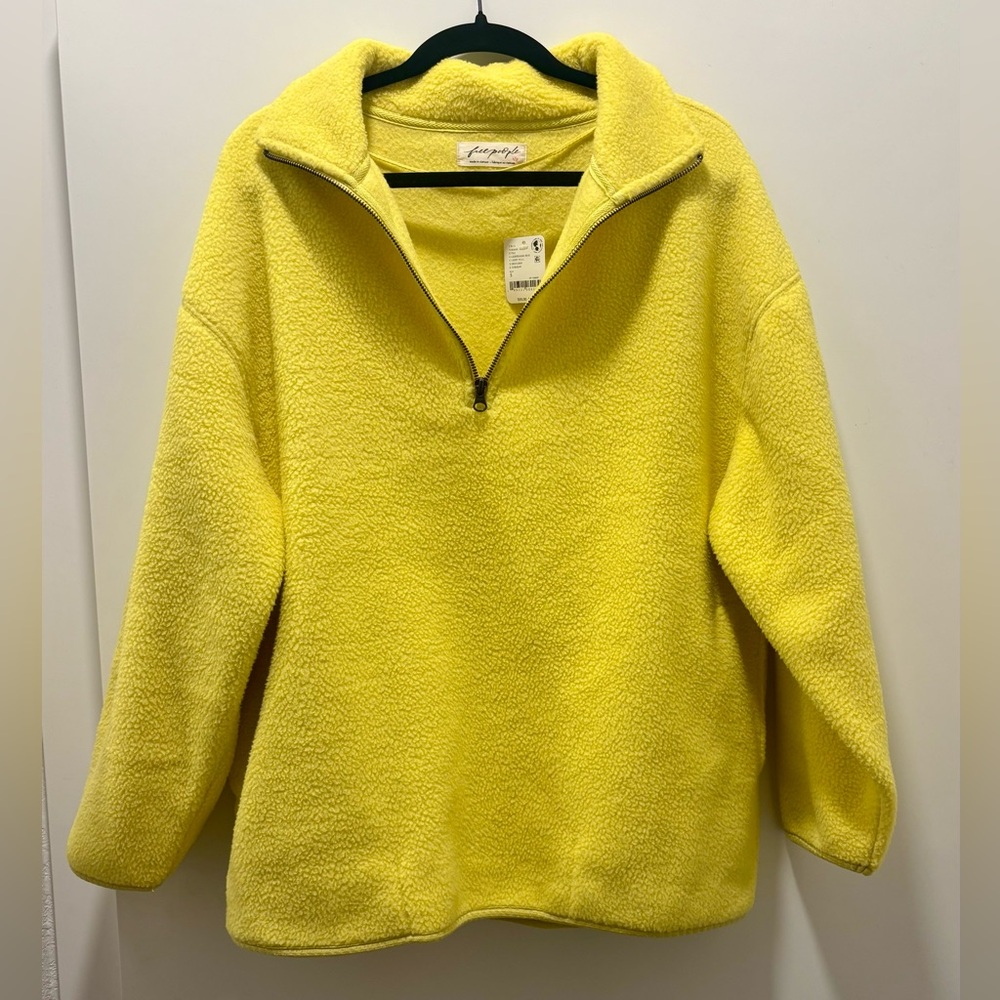 Free People Yellow Half-Zip Fleece